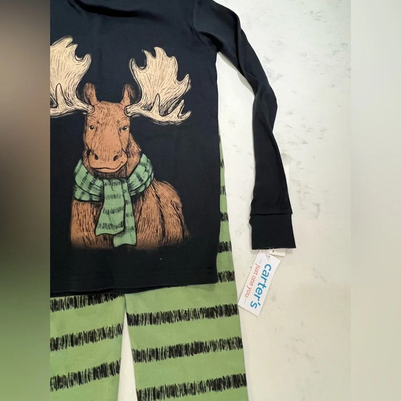 Carter's Black and Green Moose Pajama Set - Picture 6 of 6